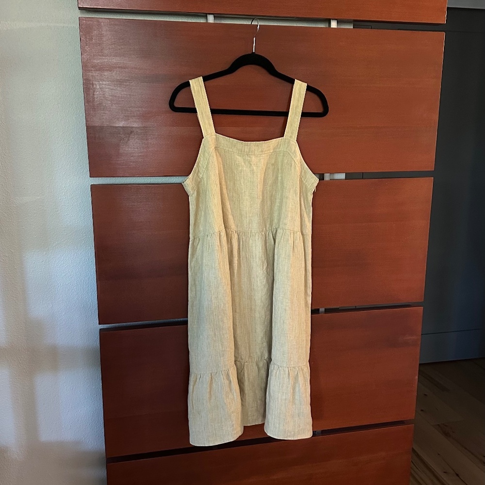 Eileen Fisher Organic Linen Square Neck Sun Dress